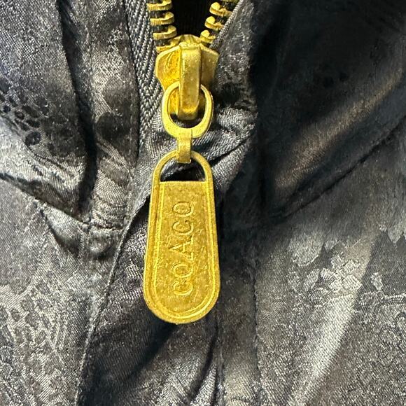 Vintage COACO Blue Full Zip Lightweight Jacket Size Paisley Print Silk XL - Picture 4 of 8